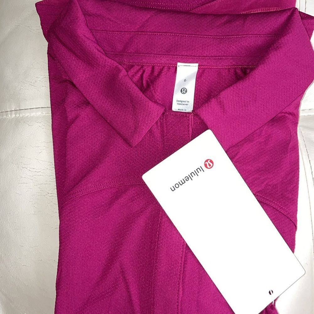 LULULEMON POLO magenta purple  Quick-Drying Short Sleeve Polo Shirt Size…
